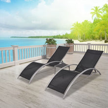 Load image into Gallery viewer, Sun Loungers with Table Aluminium Black TapClickBuy