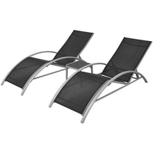 Load image into Gallery viewer, Sun Loungers with Table Aluminium Black TapClickBuy
