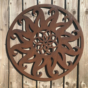 SUN Sign Rusty Metal Garden Ornament Wall Decoration Fence TapClickBuy
