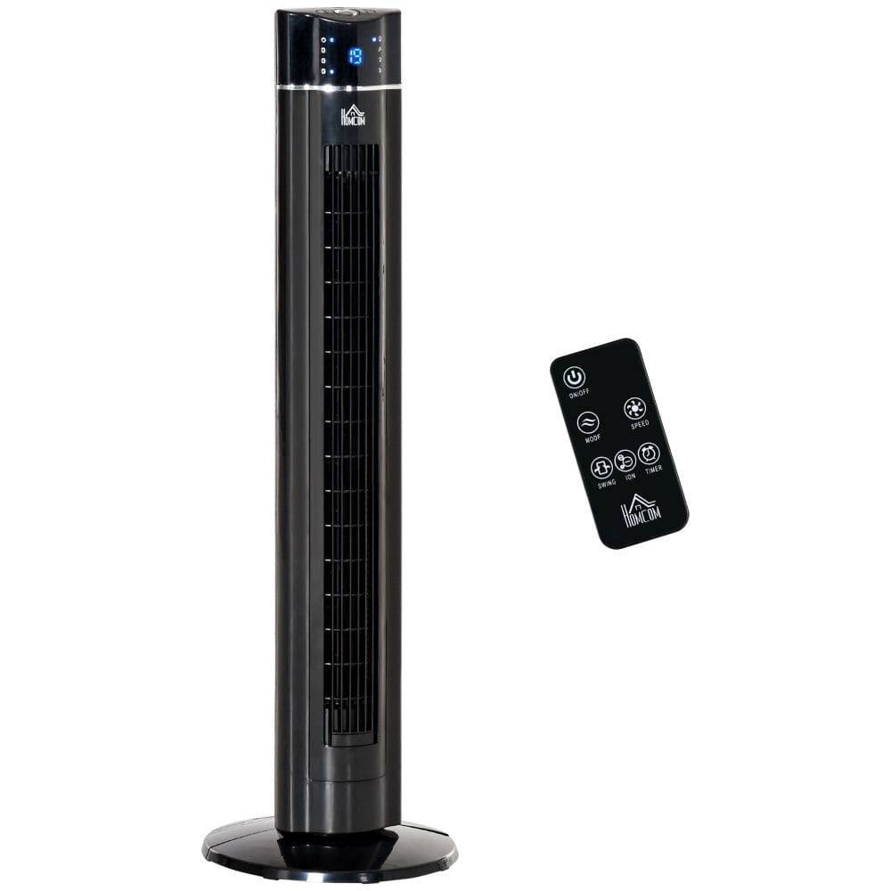 Tower Fan Cooling 3 Speed, 8h Timer, Oscillating, LED Panel, Black w/ RC TapClickBuy