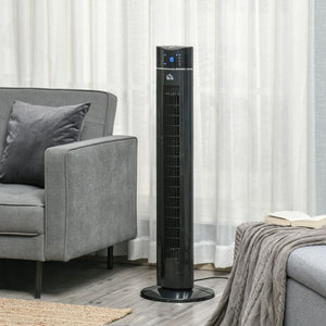 Tower Fan Cooling 3 Speed, 8h Timer, Oscillating, LED Panel, Black w/ RC TapClickBuy