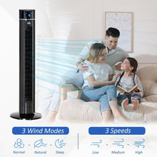 Load image into Gallery viewer, Tower Fan Cooling 3 Speed, 8h Timer, Oscillating, LED Panel, Black w/ RC TapClickBuy