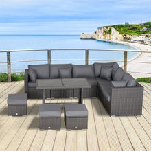 Load image into Gallery viewer, 10 Pcs Rattan Sofa Set-Grey/Dusty Blue Cushion TapClickBuy