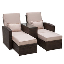 Load image into Gallery viewer, 2  Pc Rattan Sofa Lounger Set-Brown TapClickBuy