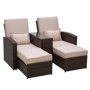 2  Pc Rattan Sofa Lounger Set-Brown TapClickBuy