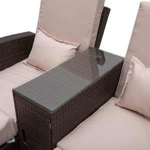 2  Pc Rattan Sofa Lounger Set-Brown TapClickBuy