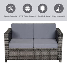 Load image into Gallery viewer, 2-Seater Weather Resistant Outdoor Garden Rattan Sofa Chair Grey TapClickBuy