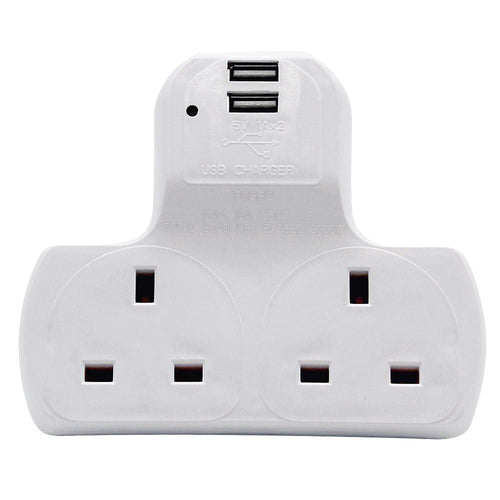2 way Multi Wall Adapter with 2 x USB DS2219 TapClickBuy