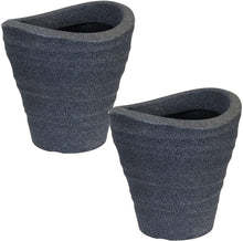 Load image into Gallery viewer, 2 x Chrysalis Black Granite Effect Indoor or Outdoor Plastic Planters, 34cm Diameter TapClickBuy