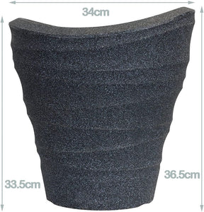 2 x Chrysalis Black Granite Effect Indoor or Outdoor Plastic Planters, 34cm Diameter TapClickBuy