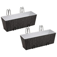 Load image into Gallery viewer, 2x Balcony Planters Poly Rattan Garden Flower Pots Multi Colors/Sizes TapClickBuy