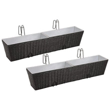 Load image into Gallery viewer, 2x Balcony Planters Poly Rattan Garden Flower Pots Multi Colors/Sizes TapClickBuy