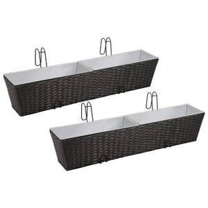 2x Balcony Planters Poly Rattan Garden Flower Pots Multi Colors/Sizes TapClickBuy