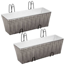 Load image into Gallery viewer, 2x Balcony Planters Poly Rattan Garden Flower Pots Multi Colors/Sizes TapClickBuy