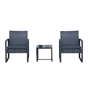3 Pc Patio Rattan Coffee Set-Black TapClickBuy