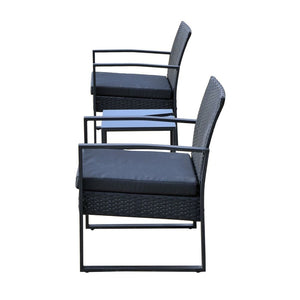 3 Pc Patio Rattan Coffee Set-Black TapClickBuy