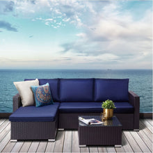 Load image into Gallery viewer, 3 Pcs Garden Furniture, Rattan Table &amp; Sofa Patio Set with Cushions TapClickBuy