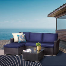 Load image into Gallery viewer, 3 Pcs Garden Furniture, Rattan Table &amp; Sofa Patio Set with Cushions TapClickBuy