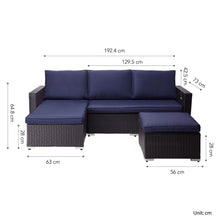 Load image into Gallery viewer, 3 Pcs Garden Furniture, Rattan Table &amp; Sofa Patio Set with Cushions TapClickBuy