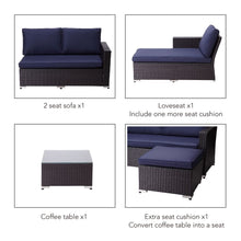 Load image into Gallery viewer, 3 Pcs Garden Furniture, Rattan Table &amp; Sofa Patio Set with Cushions TapClickBuy
