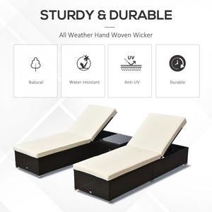 3 PCS Rattan Lounger Set-Deep Coffee/Cream White TapClickBuy