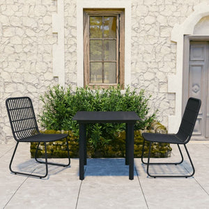 3 Piece Outdoor Dining Set Poly Rattan and Glass TapClickBuy