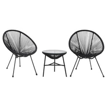 Load image into Gallery viewer, 3 Piece Outdoor Dining Set PVC Rattan Black TapClickBuy
