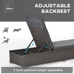 3 Piece Rattan Lounge Set, Side Table, 5-Position Adjustable Recline Chair, Grey TapClickBuy