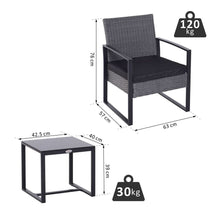 Load image into Gallery viewer, 3 Pieces Rattan Dining Set Patio Bistro Table Chair Conversation Set w/ Cushion TapClickBuy