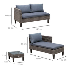 Load image into Gallery viewer, 3-Seater Outdoor Garden PE Rattan Furniture Set Grey TapClickBuy