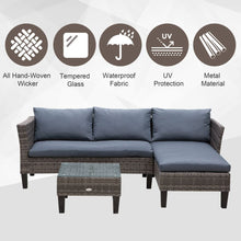 Load image into Gallery viewer, 3-Seater Outdoor Garden PE Rattan Furniture Set Grey TapClickBuy