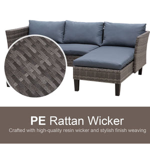 3-Seater Outdoor Garden PE Rattan Furniture Set Grey TapClickBuy