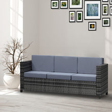 Load image into Gallery viewer, 3-Seater Weather Resistant Outdoor Garden Rattan Sofa Grey TapClickBuy