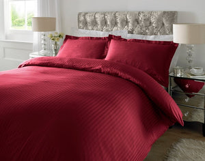 300 TC - 100% Cotton Sateen Stripe Duvet Cover Set Maroon TapClickBuy