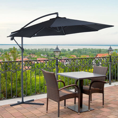 3mt Garden Parasol Sun Shade Patio Banana Hanging Rattan Set TapClickBuy