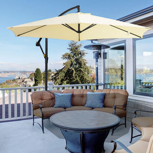 3mt Garden Parasol Sun Shade Patio Banana Hanging Rattan Set TapClickBuy