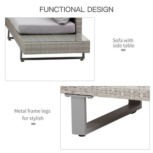 3pc Rattan Sofa Set Lounge Furniture Tea Table, Side Table & Cushioned Grey TapClickBuy