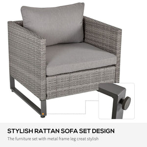 4 PCs PE Rattan Wicker Outdoor Dining Set w/ Sofa Chairs Glass Top Table Cushions Patio Garden Conservatory Furniture TapClickBuy