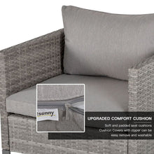 Load image into Gallery viewer, 4 PCs PE Rattan Wicker Outdoor Dining Set w/ Sofa Chairs Glass Top Table Cushions Patio Garden Conservatory Furniture TapClickBuy