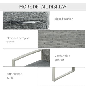 4 PCs PE Rattan Wicker Sofa Set Furniture Lawn Coffee Table & Cushion-Grey TapClickBuy