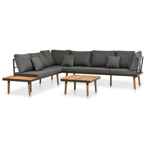 4 Piece Garden Lounge Set with Cushions Solid Wood Acacia TapClickBuy