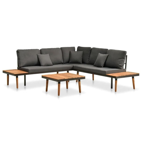 4 Piece Garden Lounge Set with Cushions Solid Wood Acacia TapClickBuy