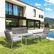 Load image into Gallery viewer, 4-Piece Outdoor Garden Rattan Seating Furniture Set Grey TapClickBuy