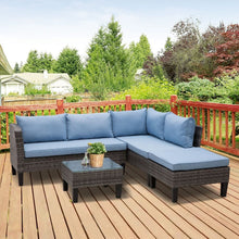 Load image into Gallery viewer, 4-Seater Outdoor Garden PE Rattan Furniture Set Blue TapClickBuy
