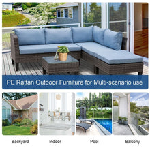 Load image into Gallery viewer, 4-Seater Outdoor Garden PE Rattan Furniture Set Blue TapClickBuy