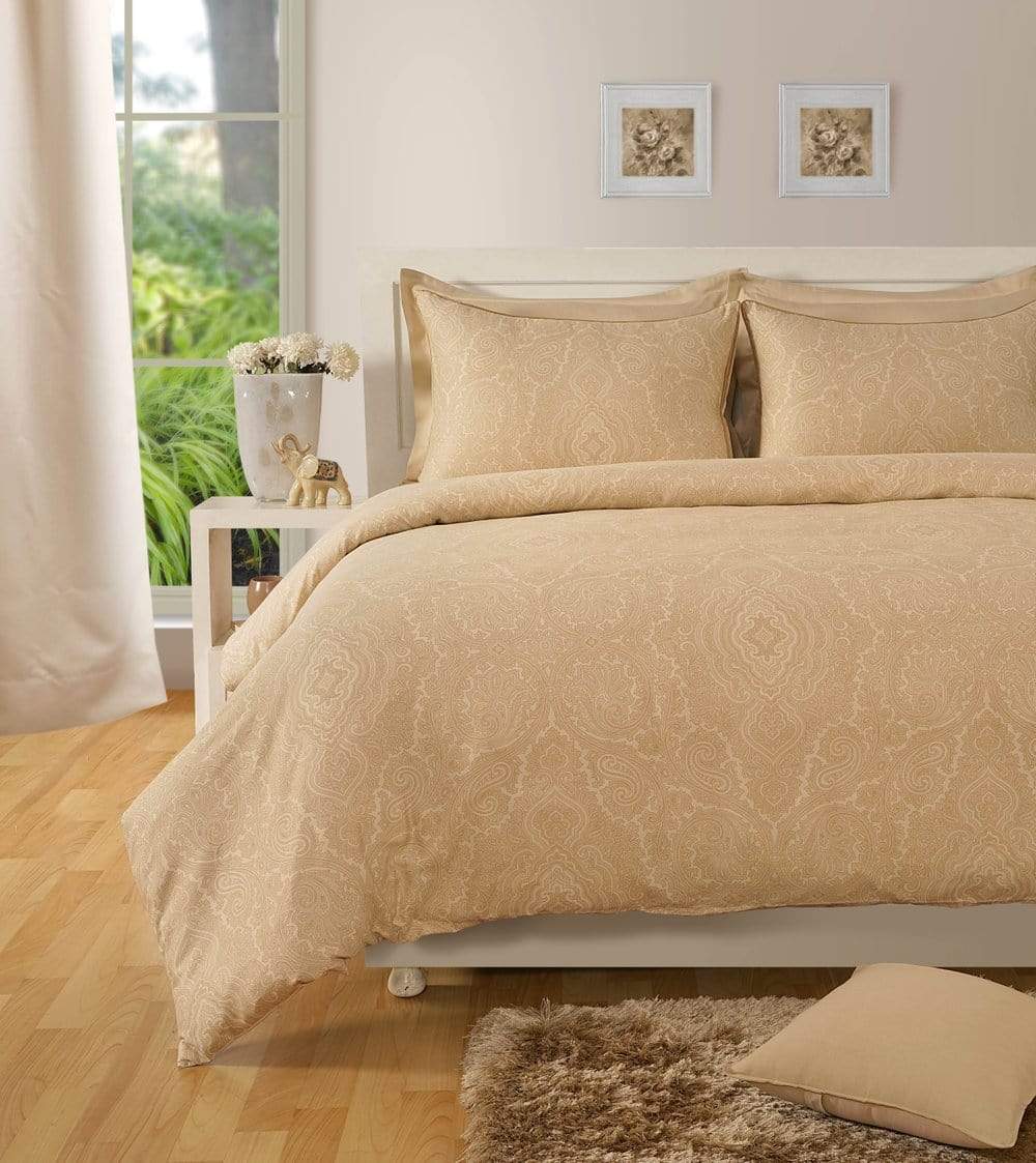 400 TC - Cotton Rich Paisley Print Duvet Cover Set Caremel TapClickBuy