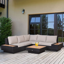 Load image into Gallery viewer, 4Pcs Rattan Sofa Garden Set Coffee Table Chairs Loveseat Outdoor w/ Cushion TapClickBuy