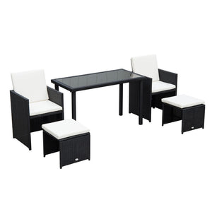 5 P? Rattan Set-Black/Creamy White TapClickBuy