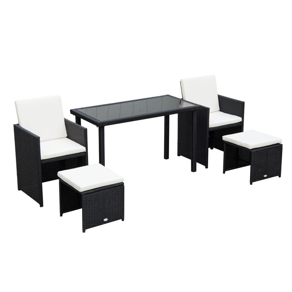 5 P? Rattan Set-Black/Creamy White TapClickBuy
