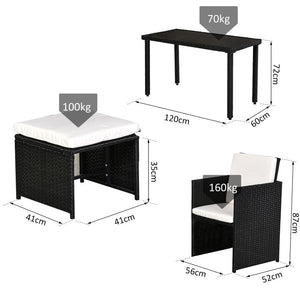 5 P? Rattan Set-Black/Creamy White TapClickBuy